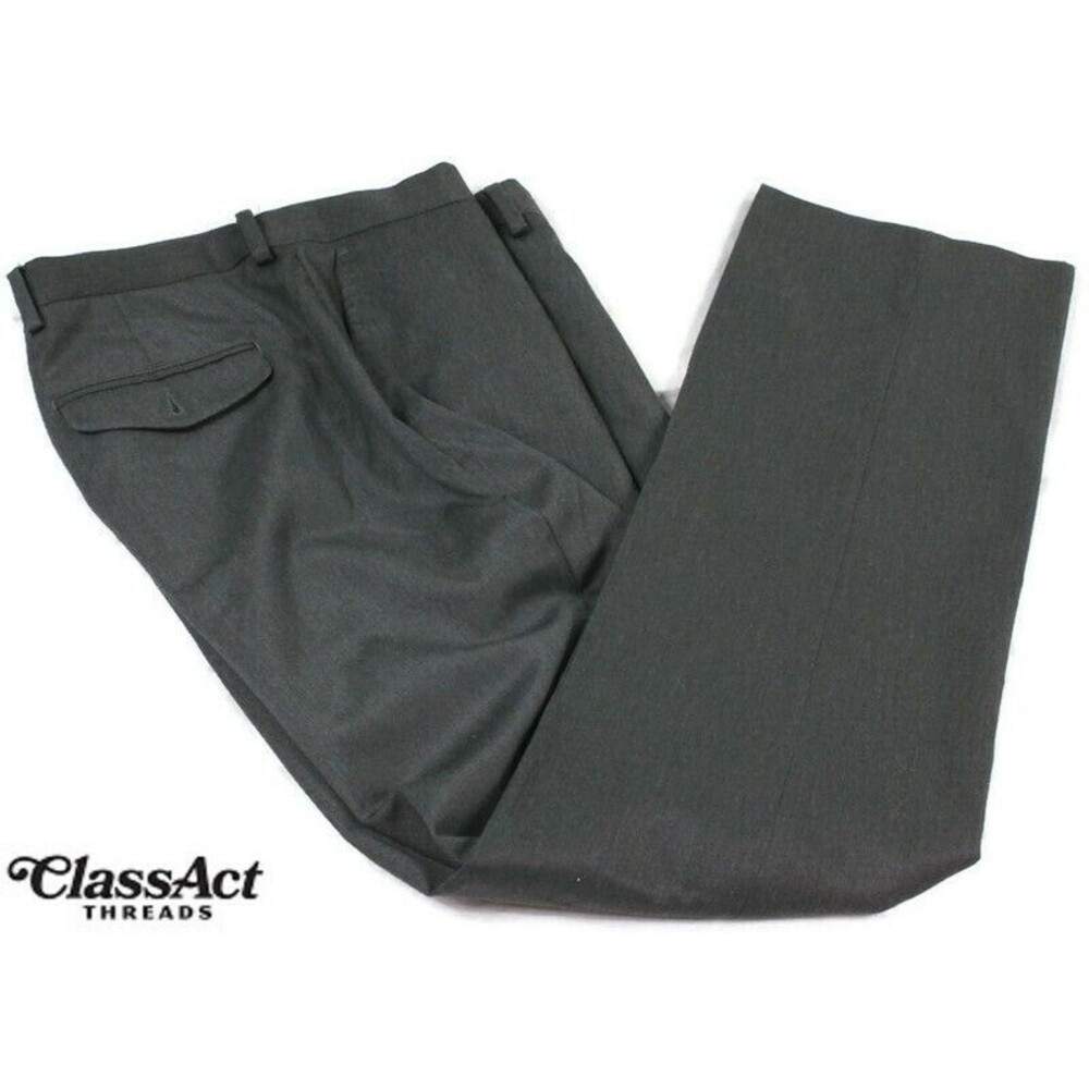 Marc Anthony Gray Slim Fit Dress Pants Polyester Blend Flat Fronts 34" X 32"